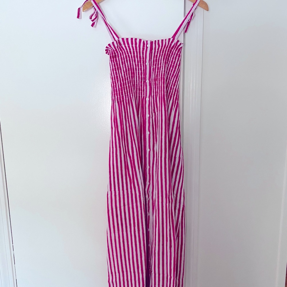 Emerson Fry Pink and White Striped Maxi Sundress